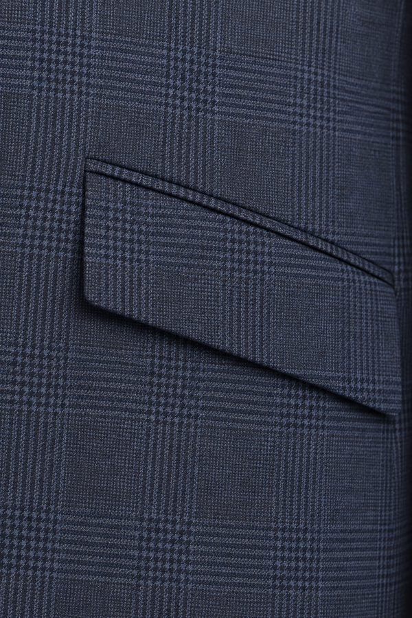 Heren Geruite Blazer met Revers en Knoopsluiting