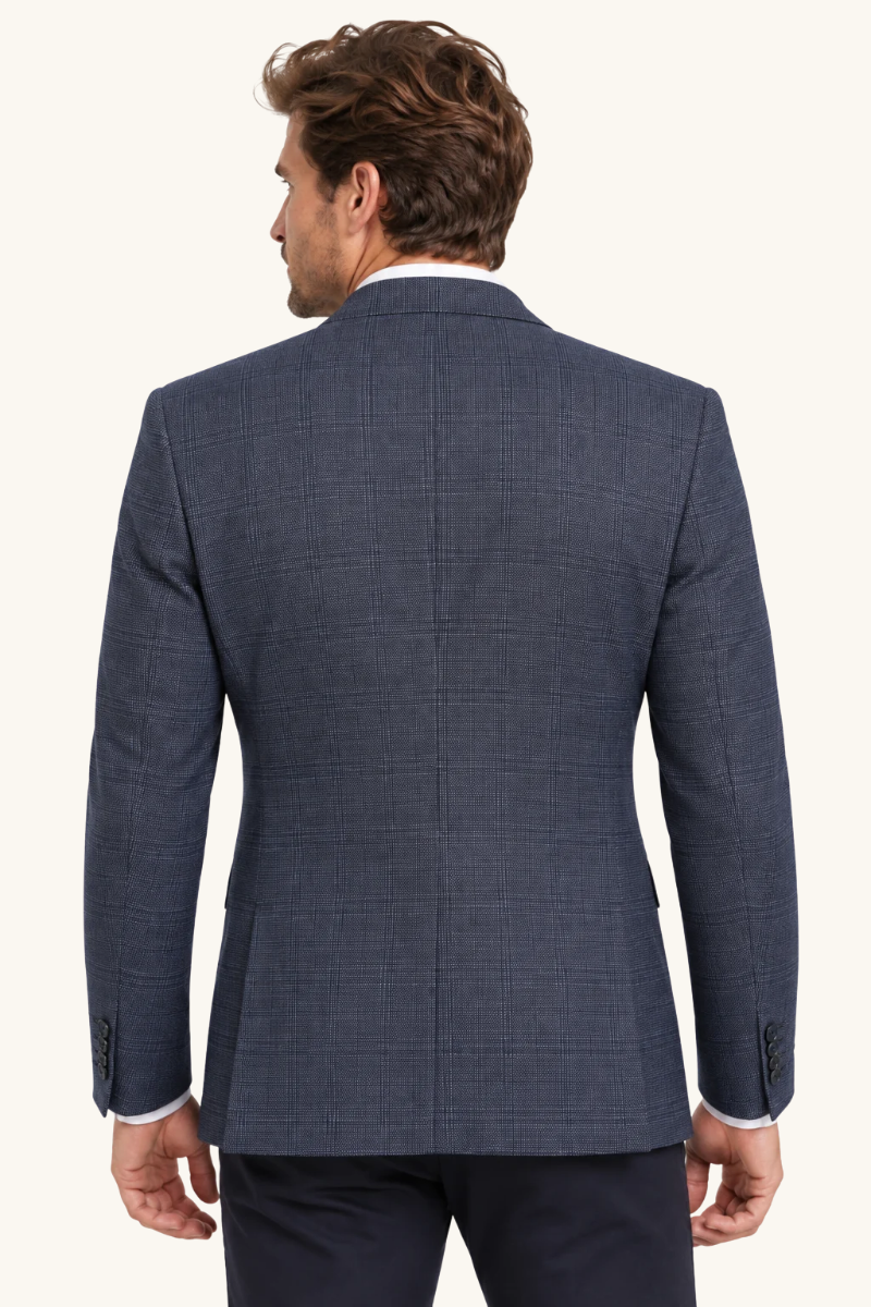 Heren Geruite Blazer met Revers en Knoopsluiting