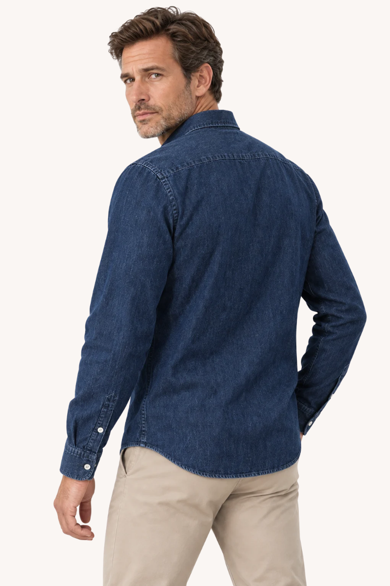 Heren Denim Overhemd met Lange Mouwen