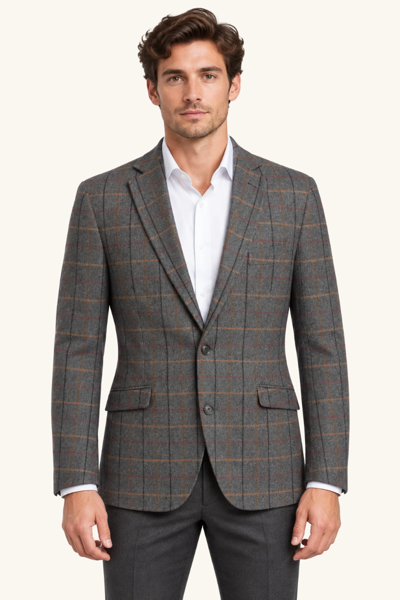 Heren Klassieke Blazer met Revers en Knoopsluiting