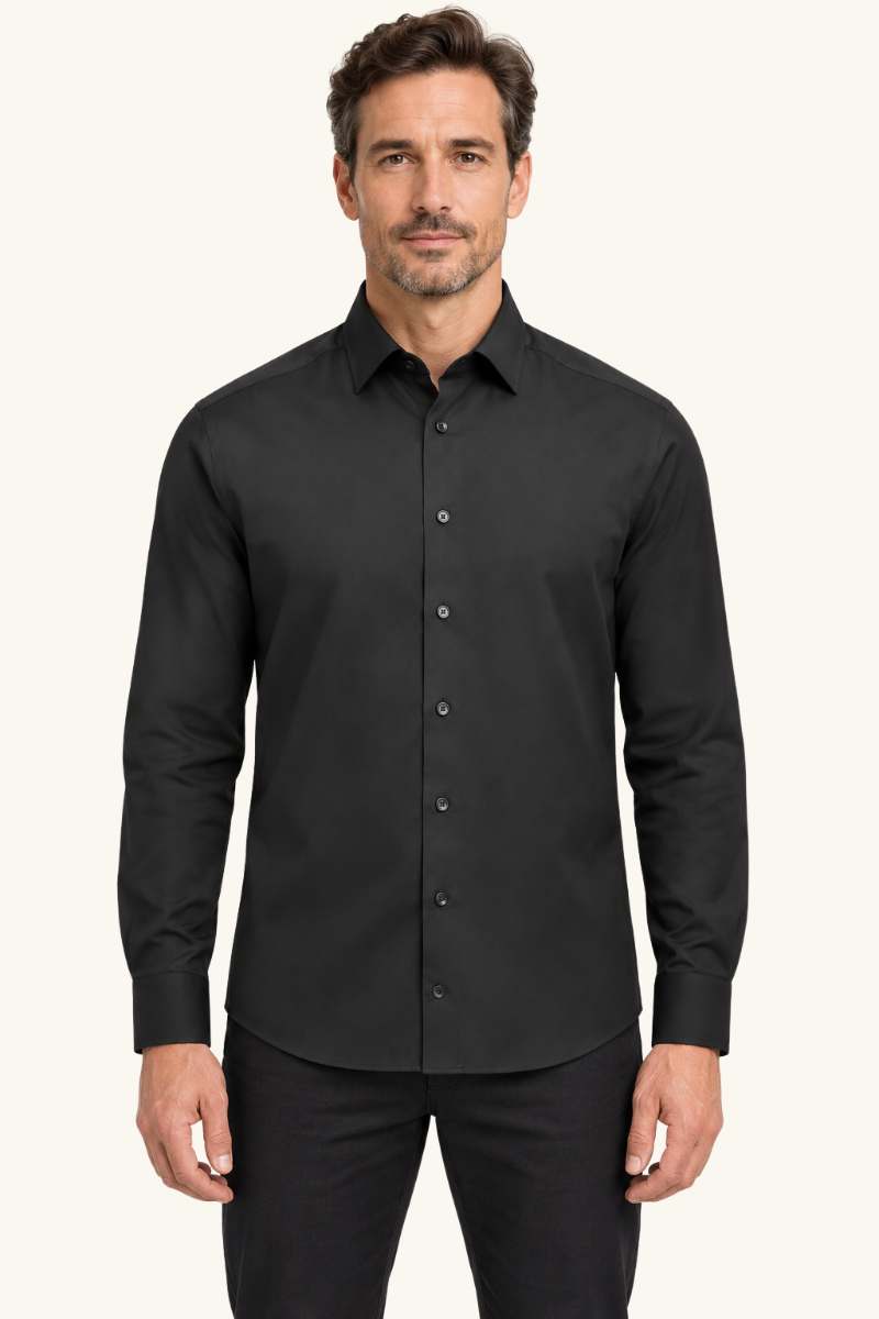 Heren Stretch Slim Fit Overhemd met Lange Mouwen