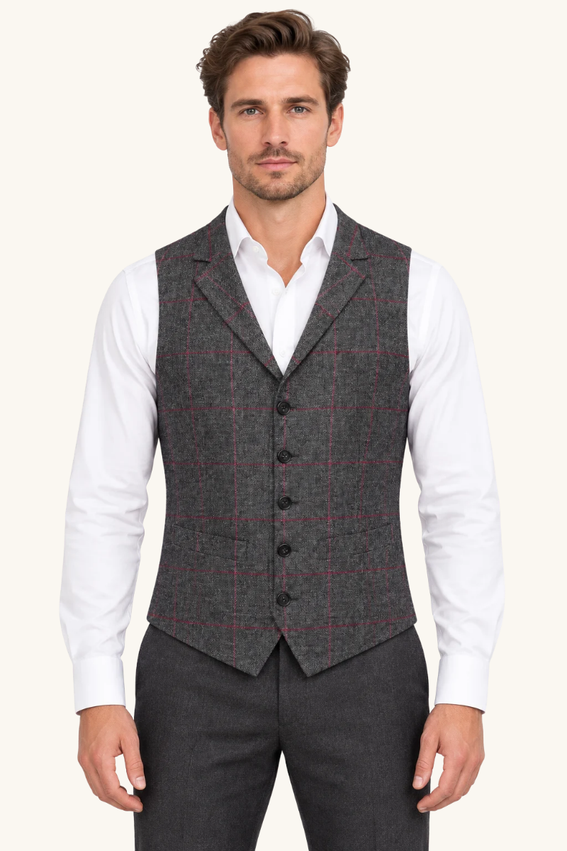 Heren Klassiek Gilet met Revers en Knoopsluiting