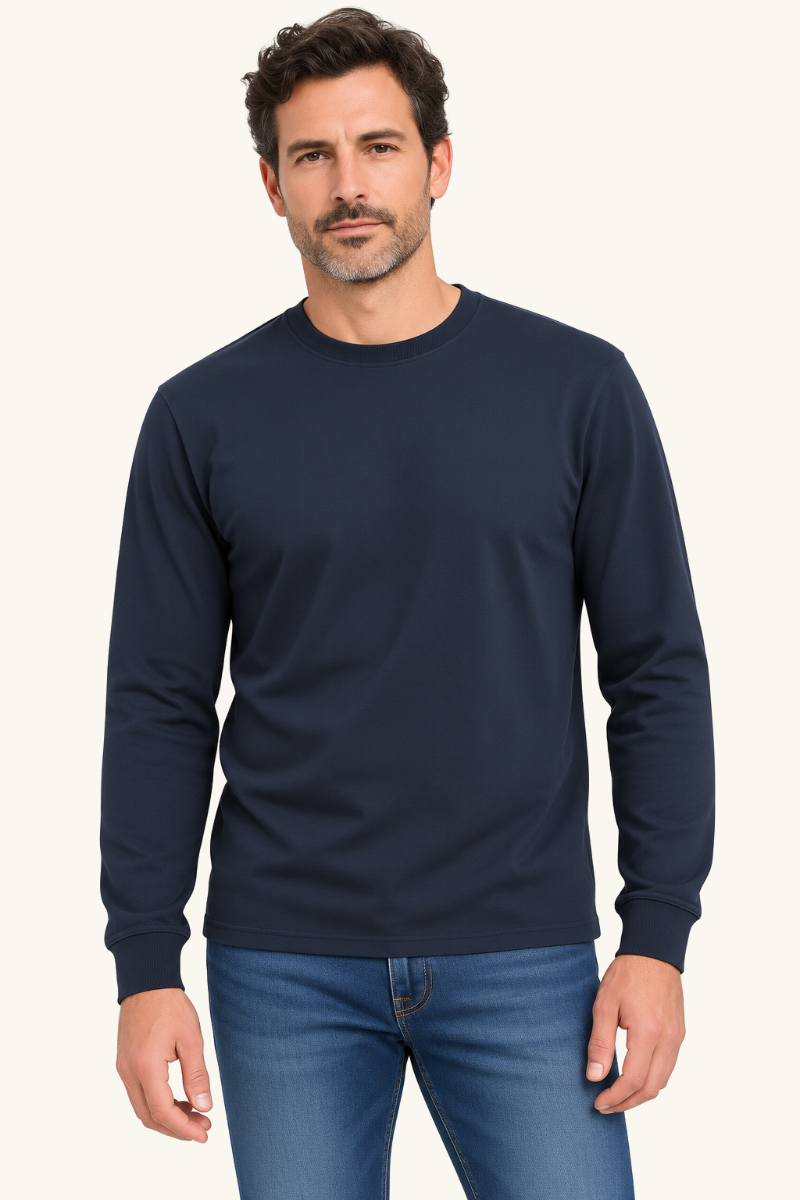 Heren T-shirt met Lange Mouwen en Ronde Hals
