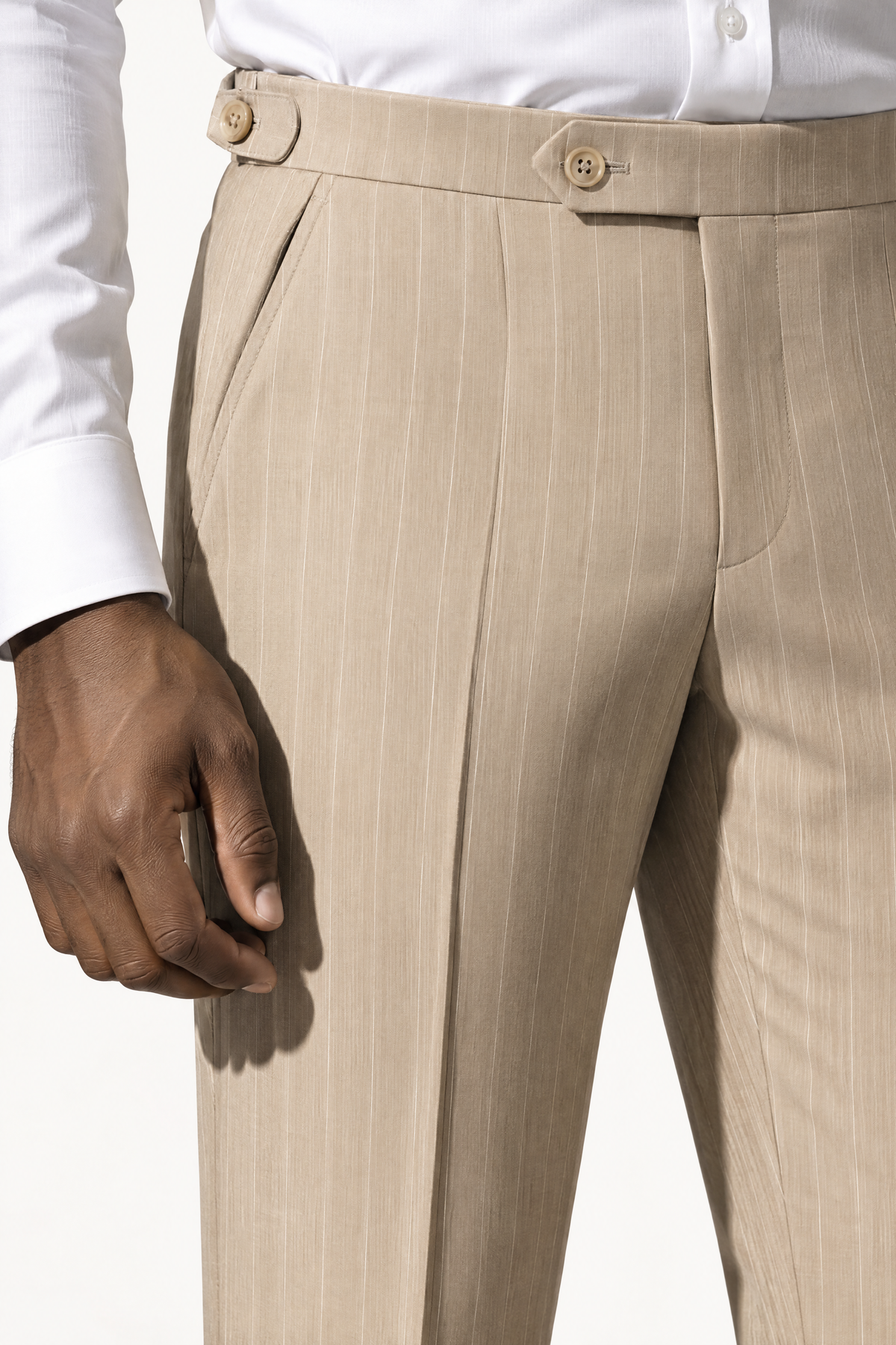 Tuscany DB Sand Banda Suit — taille met bandplooi en sluiting