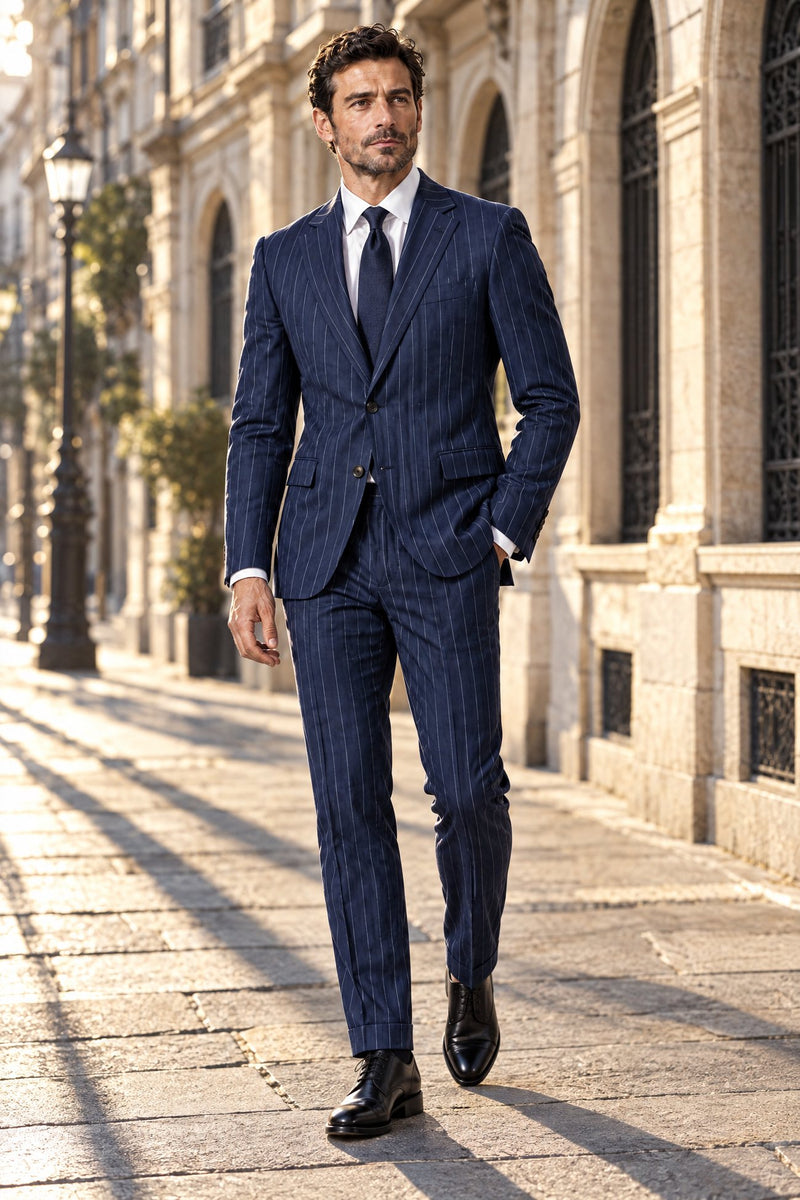 Tuscany Navy Blue Banda Suit