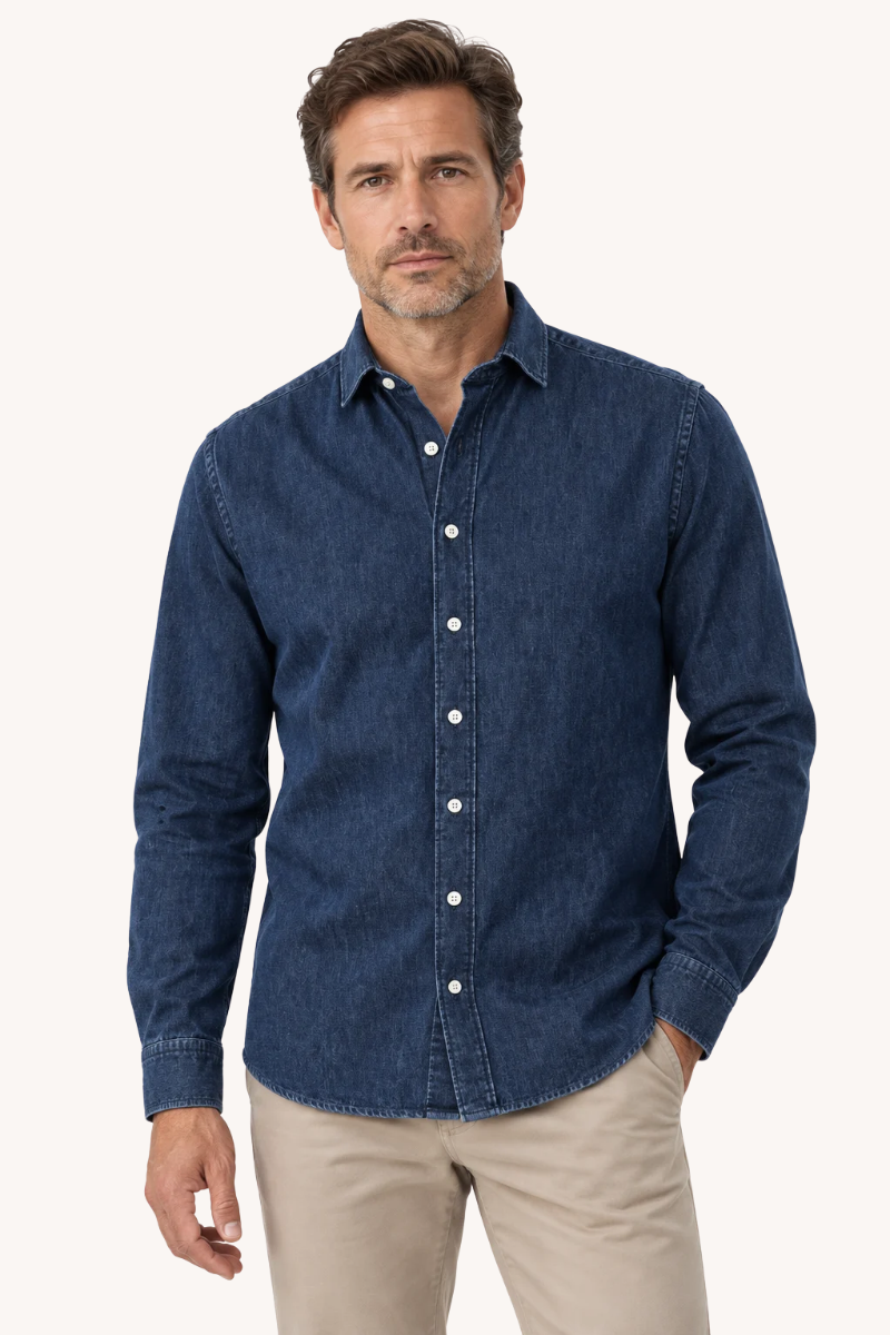 Heren Denim Overhemd met Lange Mouwen
