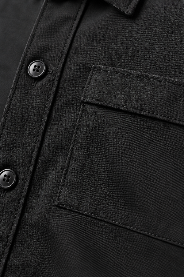 Heren Overhemdjas met Opgestikte Zakken en Knoopsluiting