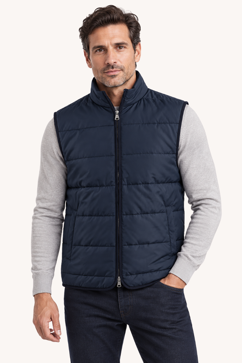 Heren Gewatteerde Bodywarmer met Hoge Kraag