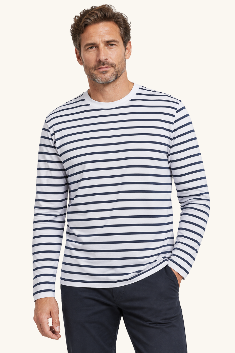 Heren Gestreept T-shirt met Lange Mouwen
