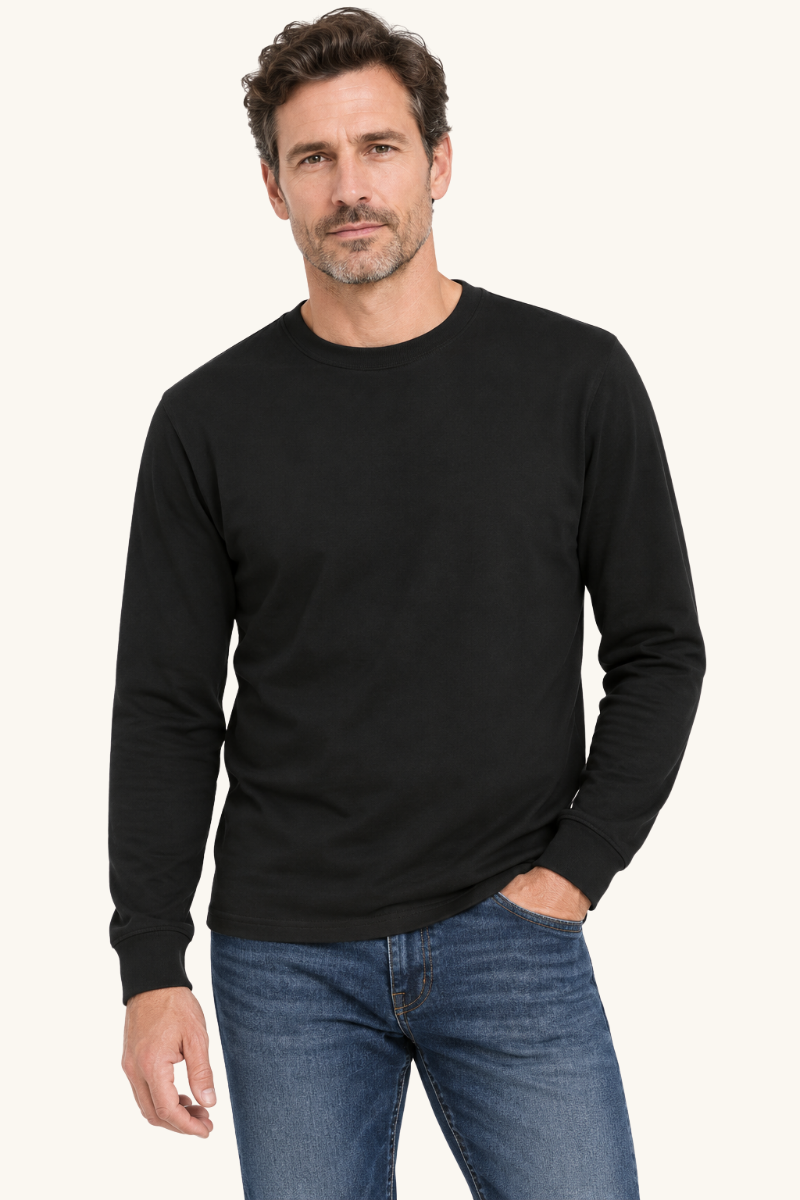 Heren T-shirt met Lange Mouwen en Ronde Hals