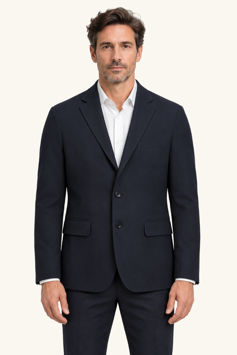 Heren Klassieke Blazer met Revers en Knoopsluiting