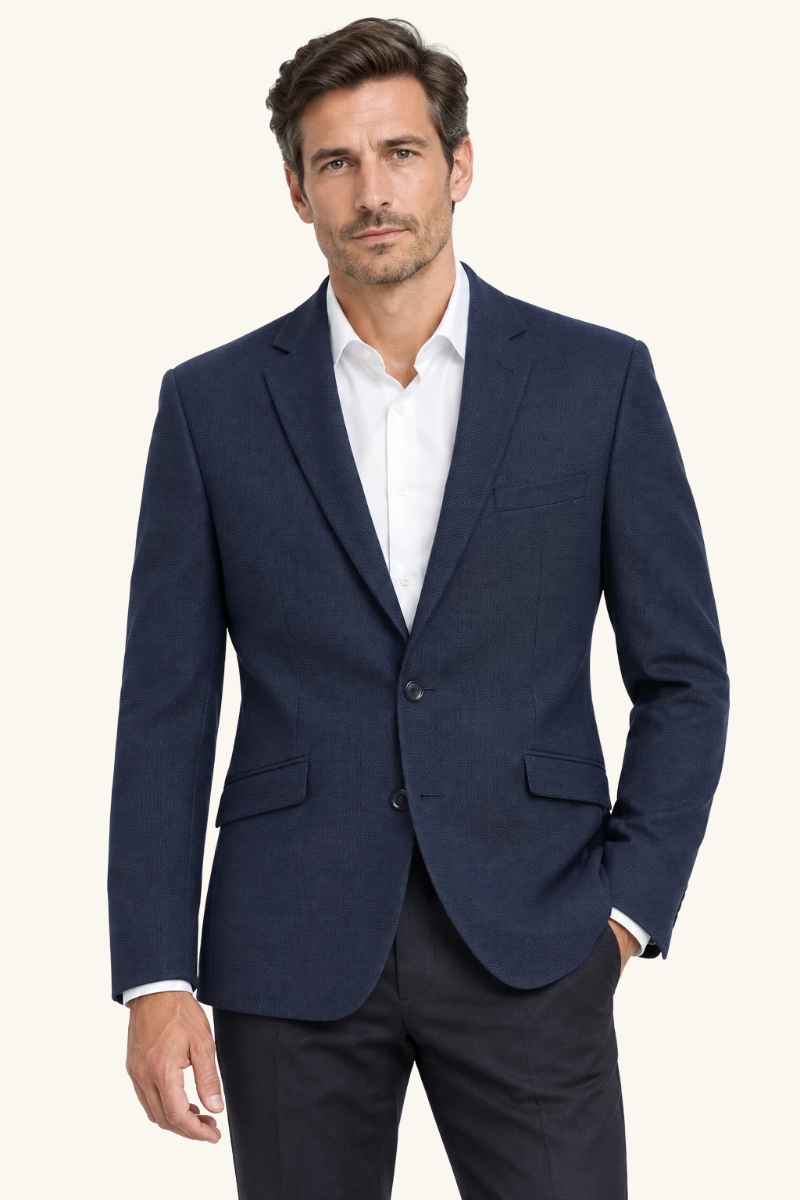 Heren Klassieke Blazer met Revers en Knoopsluiting