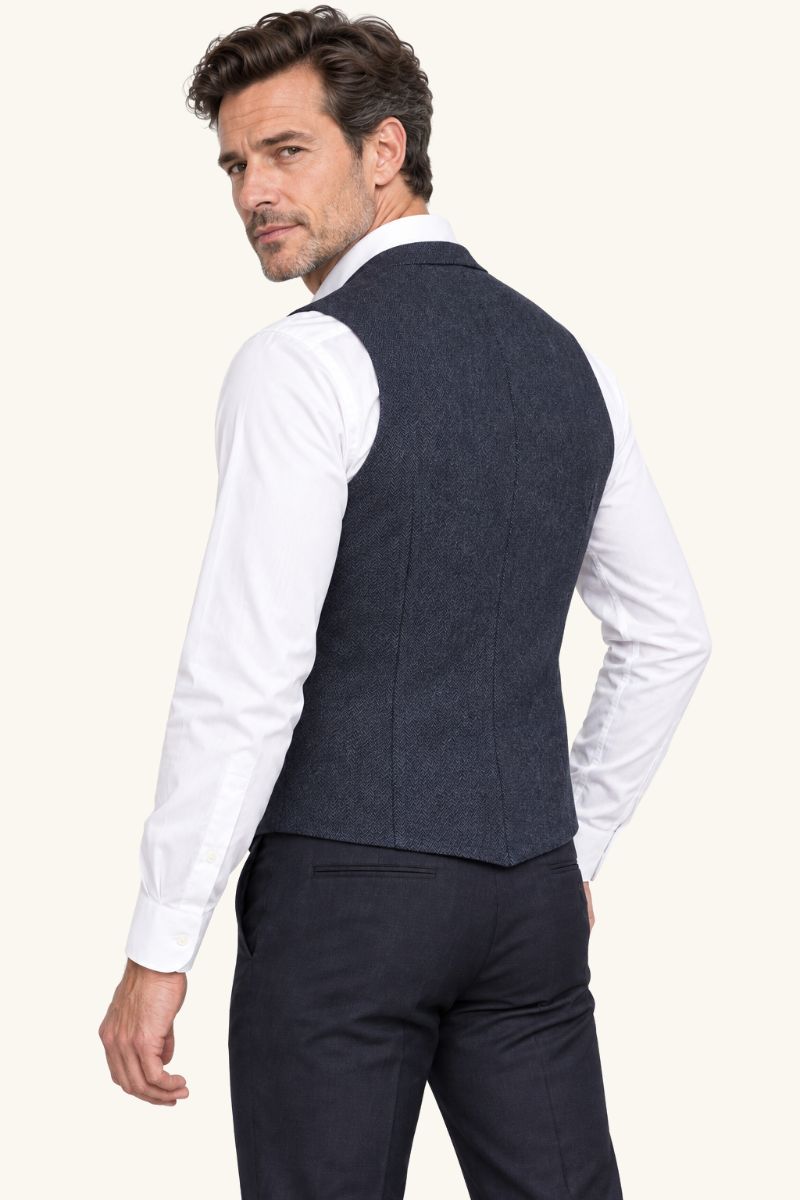 Heren Klassiek Gilet met Revers en Knoopsluiting