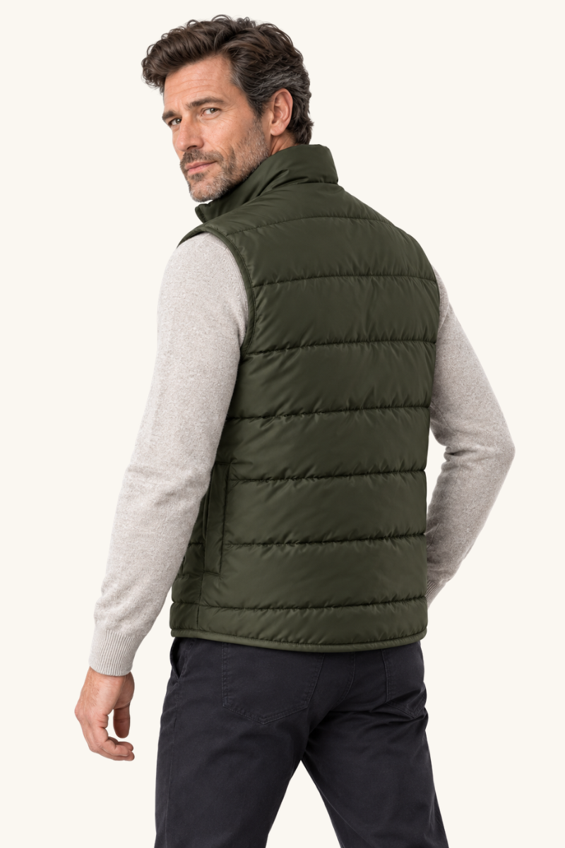 Heren Gewatteerd Mouwloos Vest met Hoge Kraag en Ritssluiting