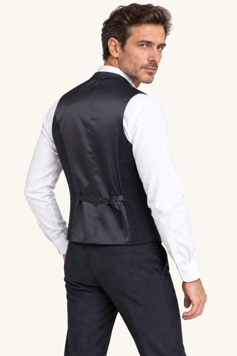 Heren Geruit Gilet met Revers en Knoopsluiting