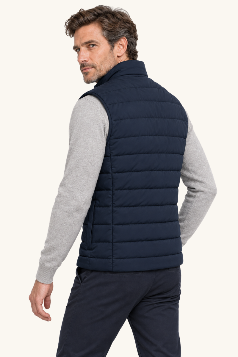 Heren Gewatteerd Mouwloos Vest met Hoge Kraag en Ritssluiting
