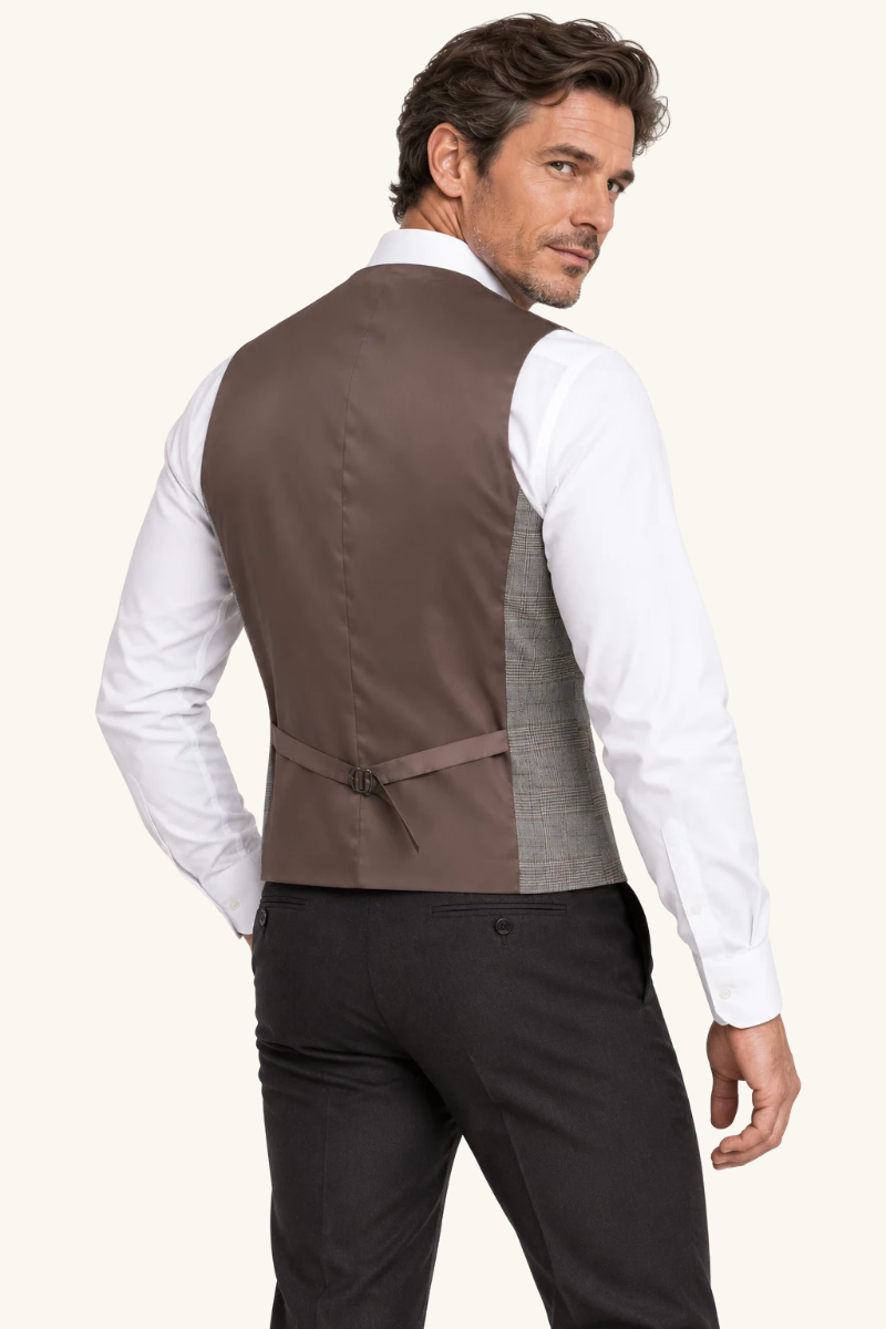Heren Geruit Gilet met Knoopsluiting