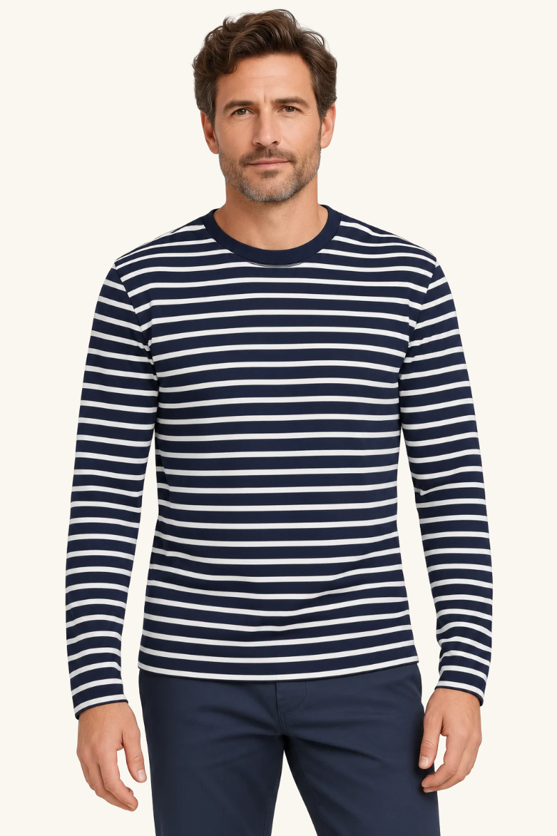 Heren Gestreept T-shirt met Lange Mouwen