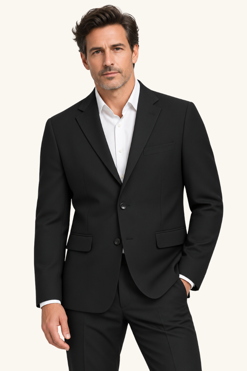 Heren Klassieke Blazer met Revers en Knoopsluiting