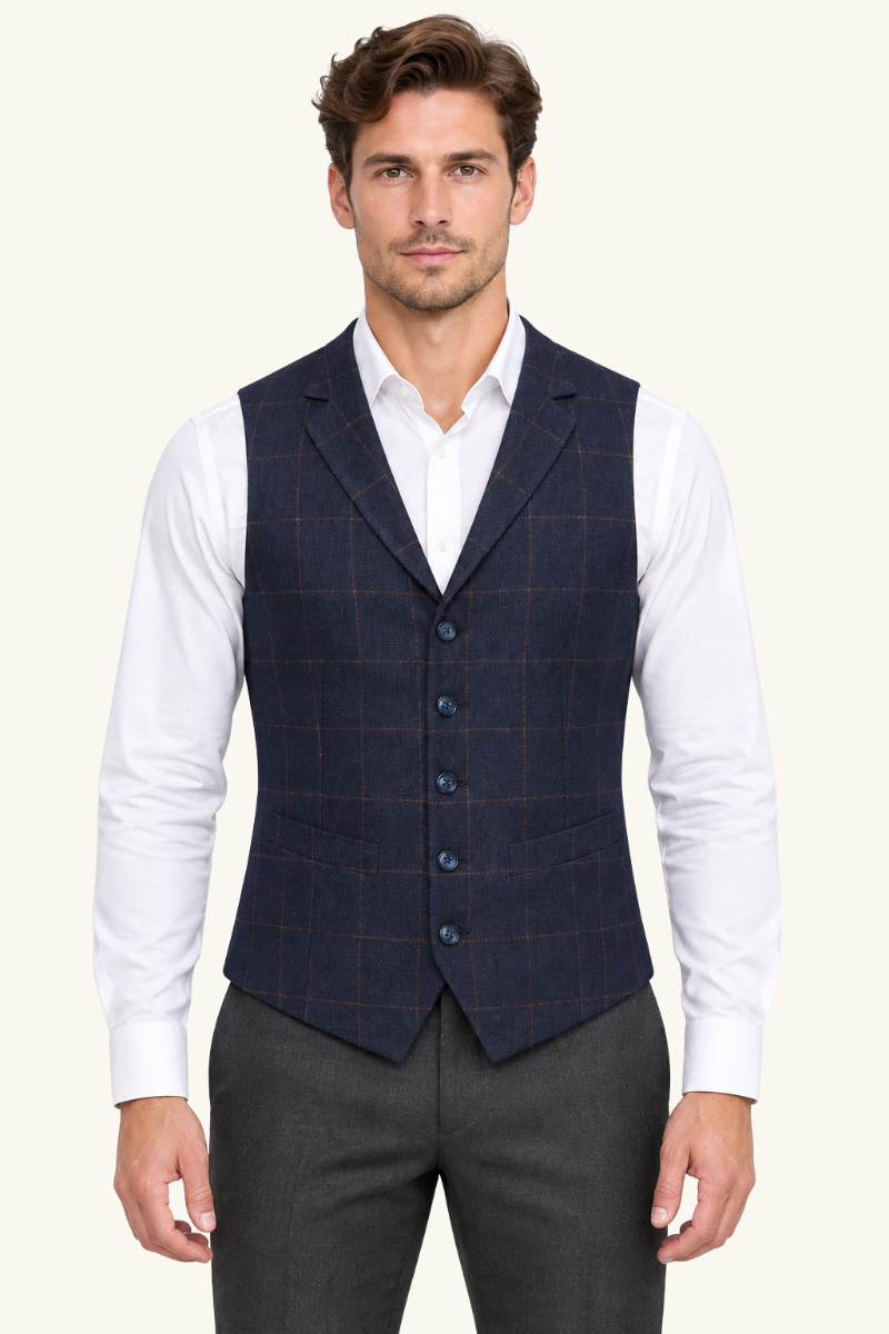 Heren Klassiek Gilet met Revers en Knoopsluiting