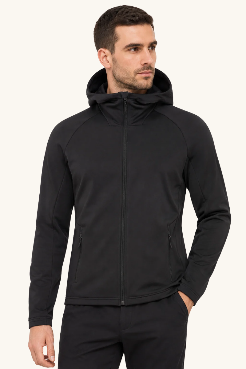 Heren Jas met Capuchon, Hoge Kraag en Ritssluiting