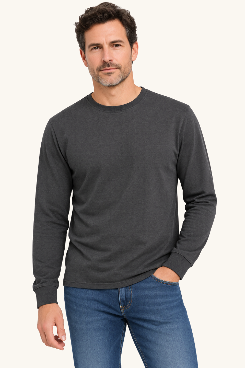 Heren T-shirt met Lange Mouwen en Ronde Hals