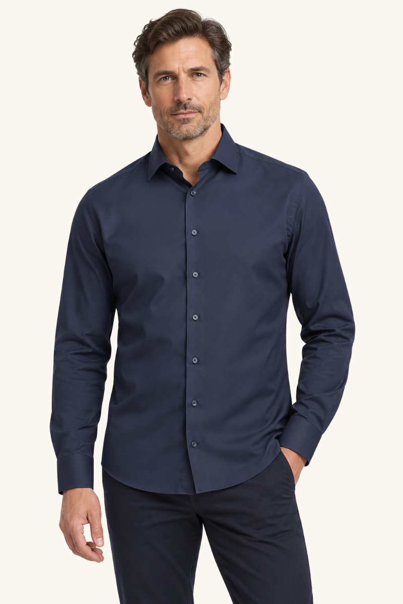 Heren Stretch Slim Fit Overhemd met Lange Mouwen