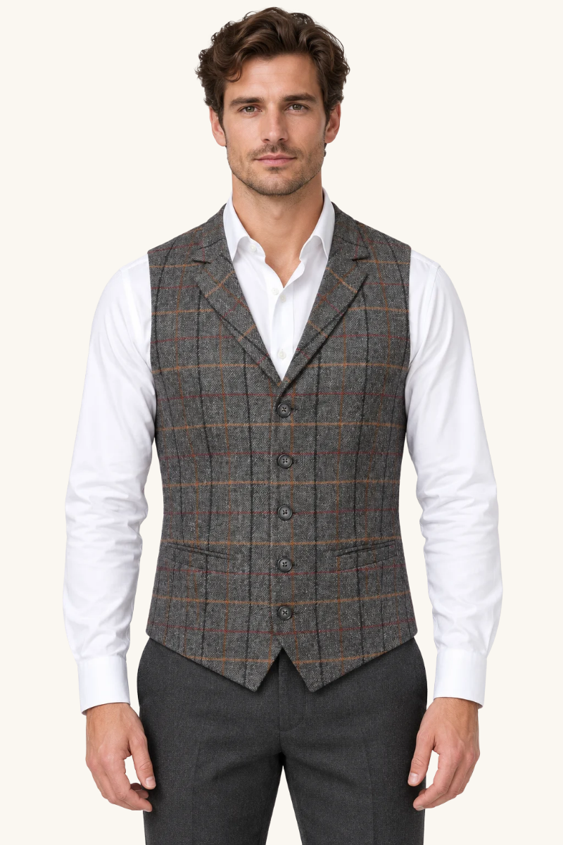 Heren Klassiek Gilet met Revers en Knoopsluiting