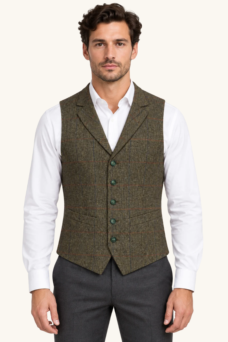 Heren Klassiek Gilet met Revers en Knoopsluiting
