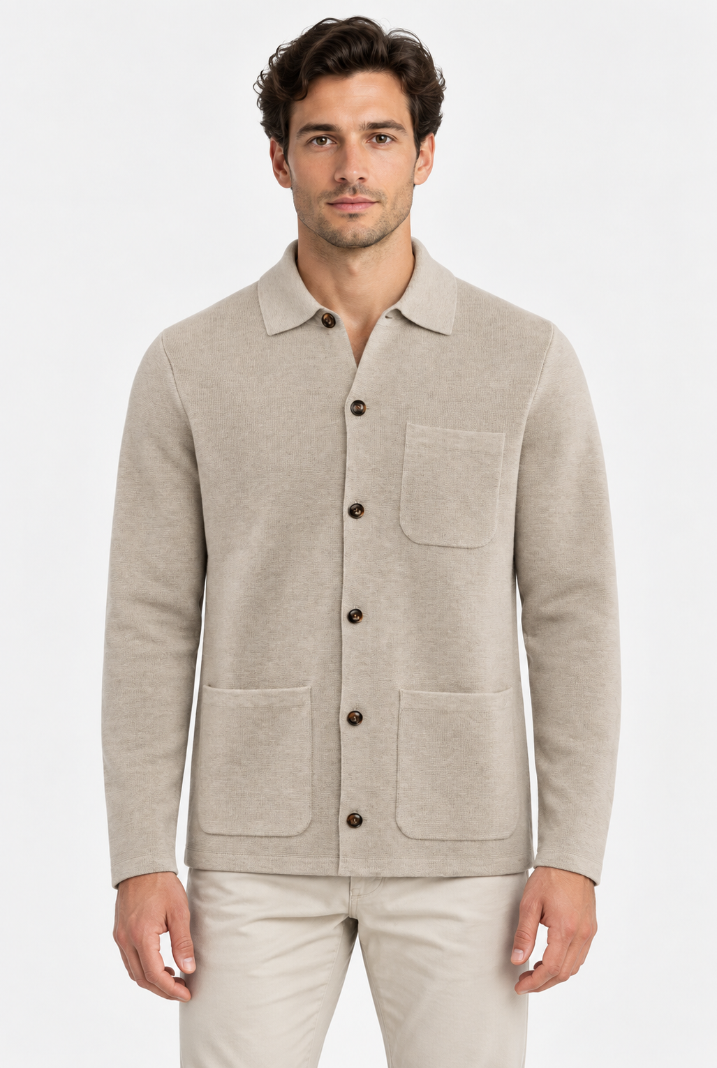 Altino Knitted Overshirt – Zand