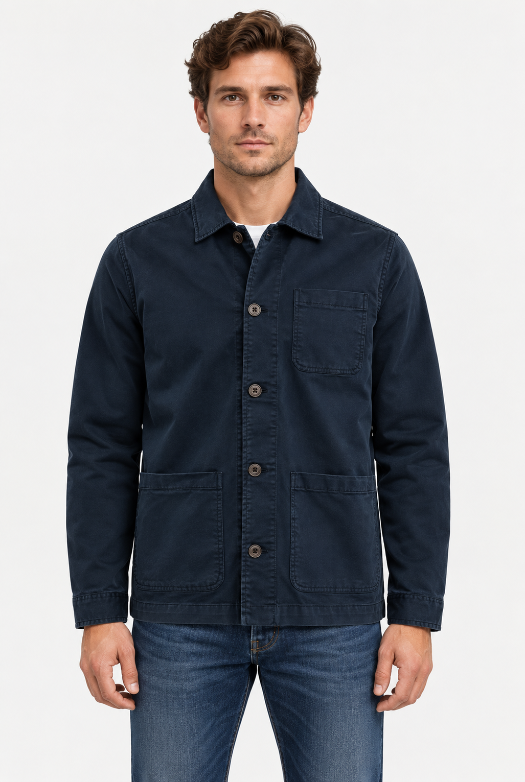 Logan Stretch Overshirt – Navy