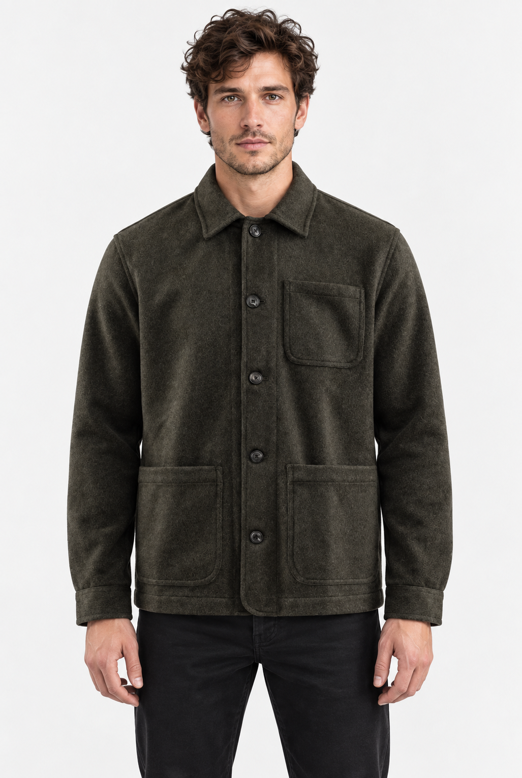Giotto Wool/Cashmere Overshirt – Donkergroen