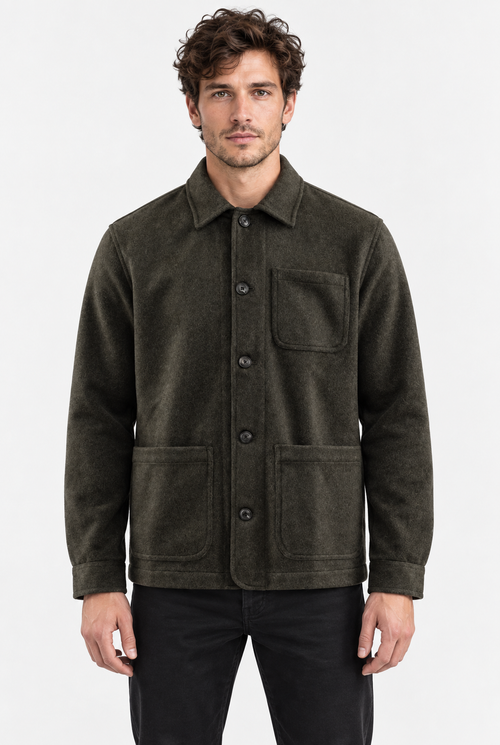Giotto Wool/Cashmere Overshirt – Donkergroen