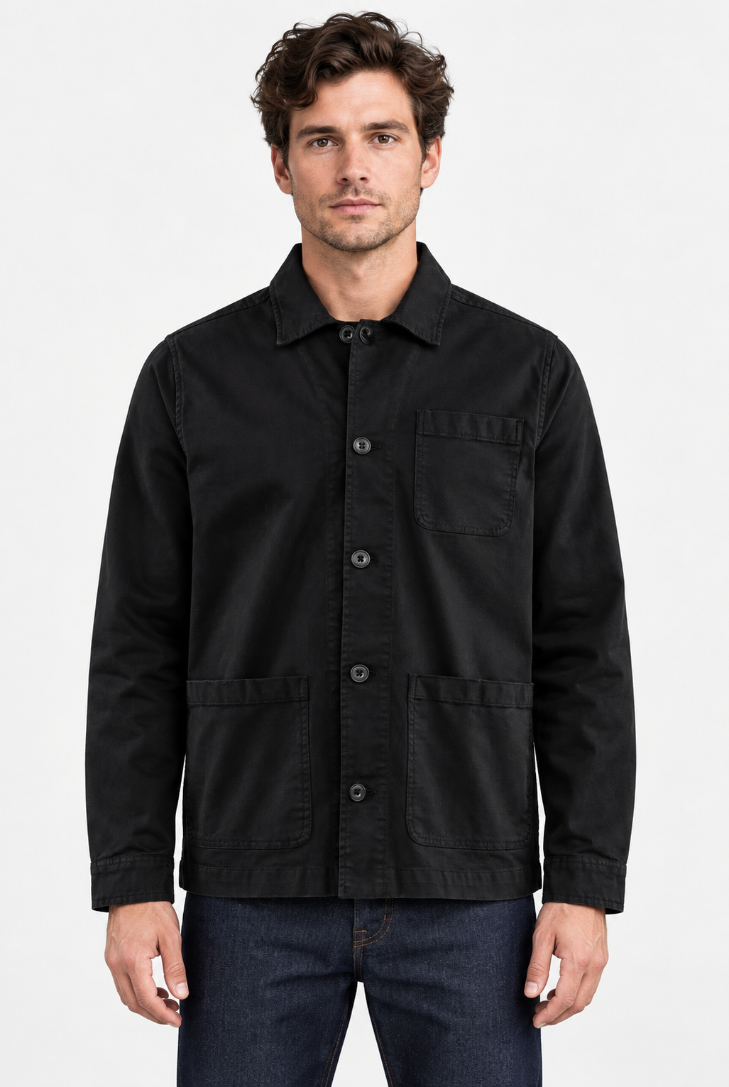 Logan Stretch Overshirt – Zwart