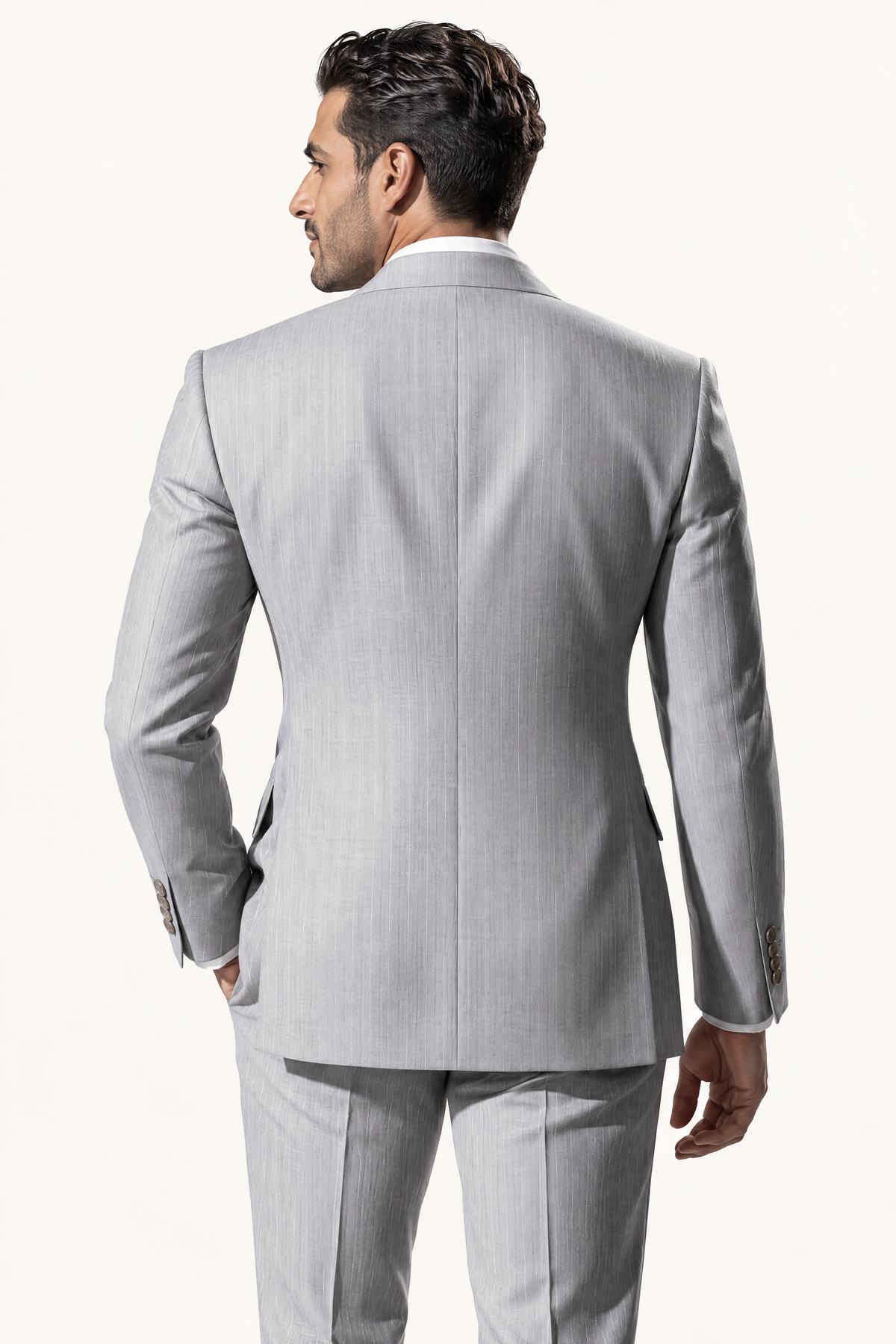 Tuscany DB Grigio Suit — colbert op model, achteraanzicht