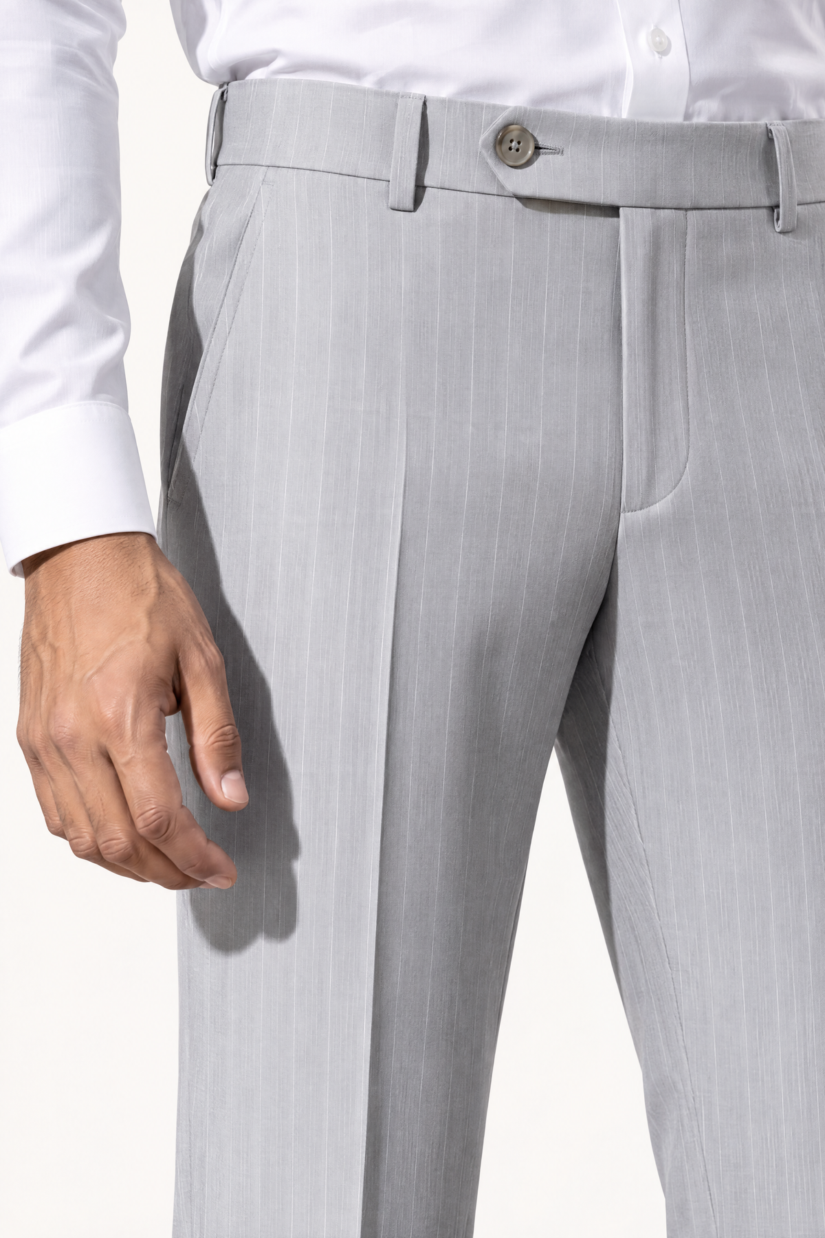 Tuscany DB Grigio Suit — taille met bandplooi en sluiting