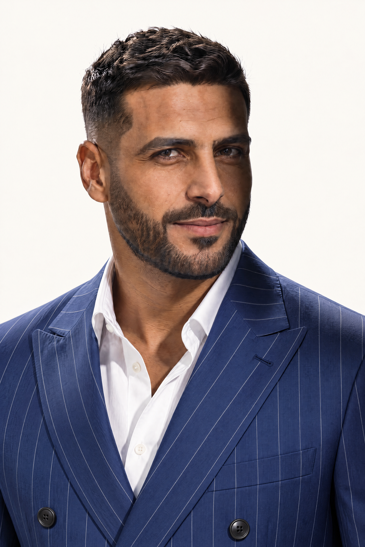 Tuscany DB Marine Banda Suit — colbert op model, detail bovenlichaam