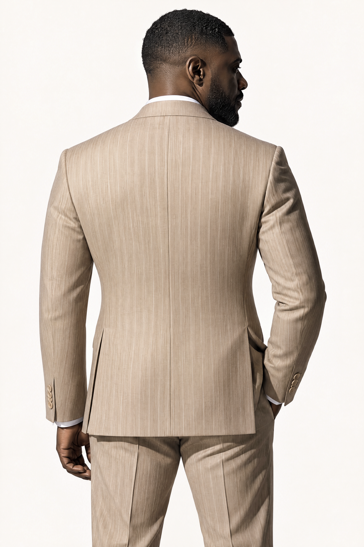 Tuscany DB Sand Banda Suit — colbert op model, achteraanzicht