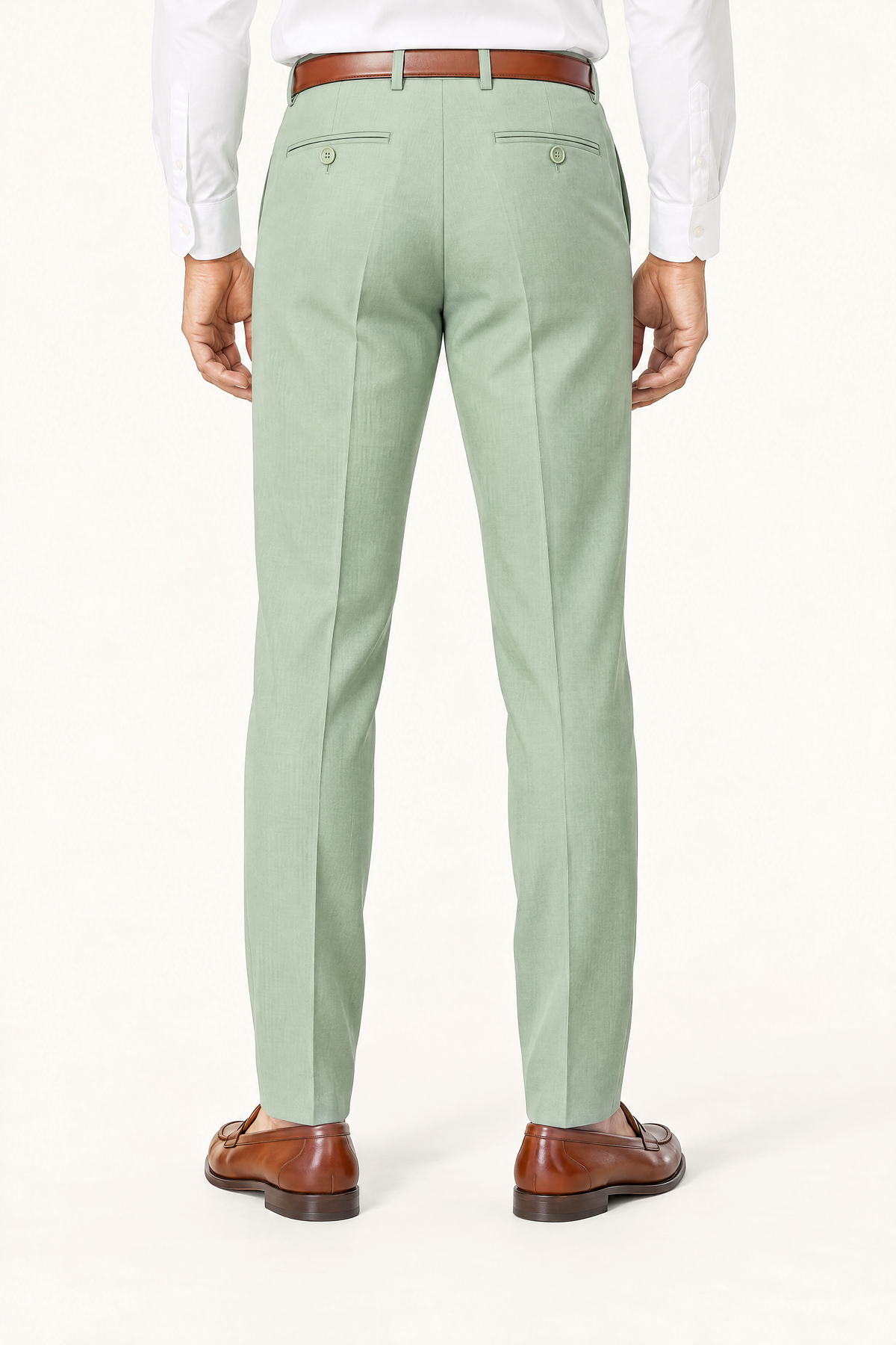 Tuscany Green Suit — pantalon op model, achteraanzicht