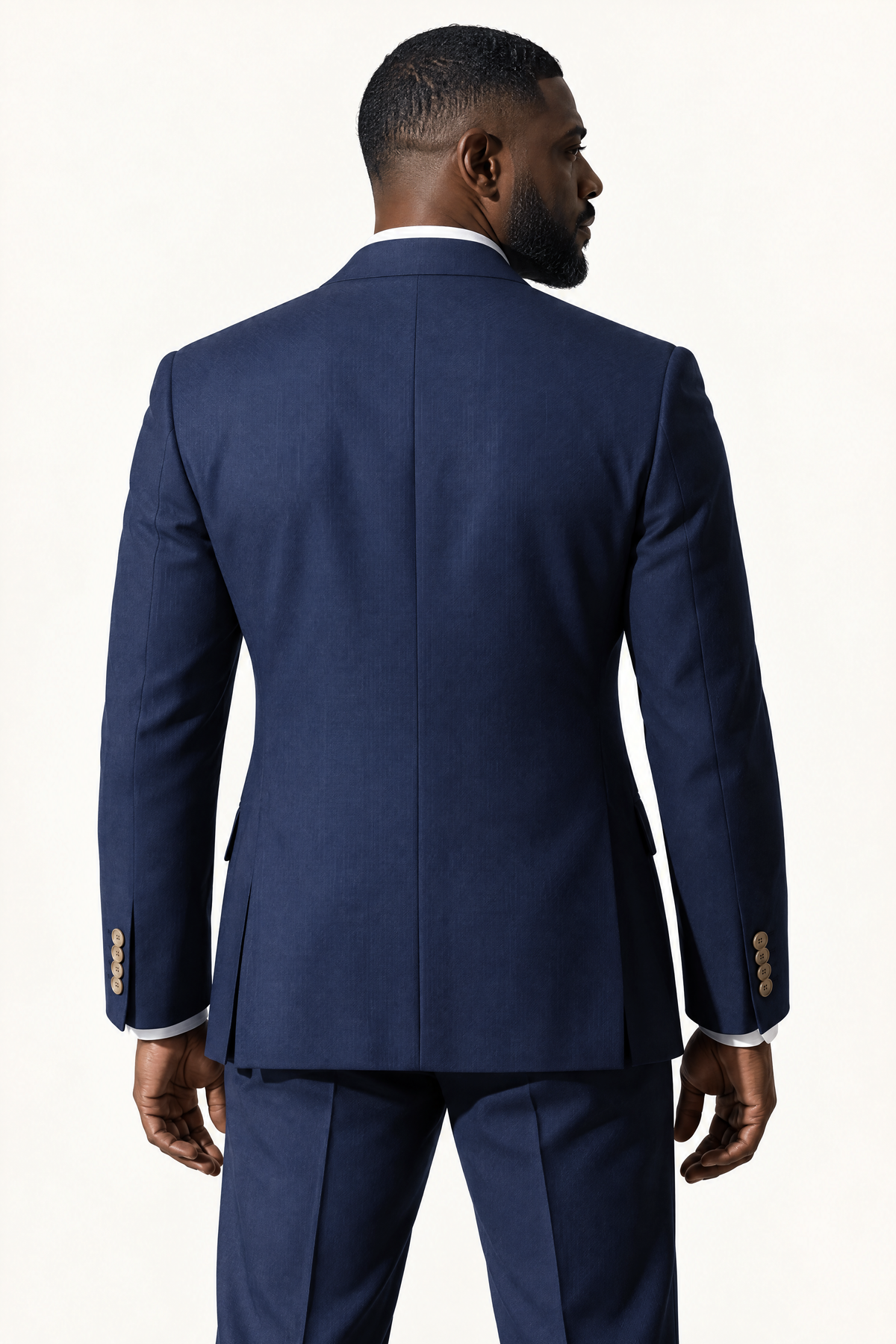 Tuscany Marine Blue Suit — colbert op model, achteraanzicht