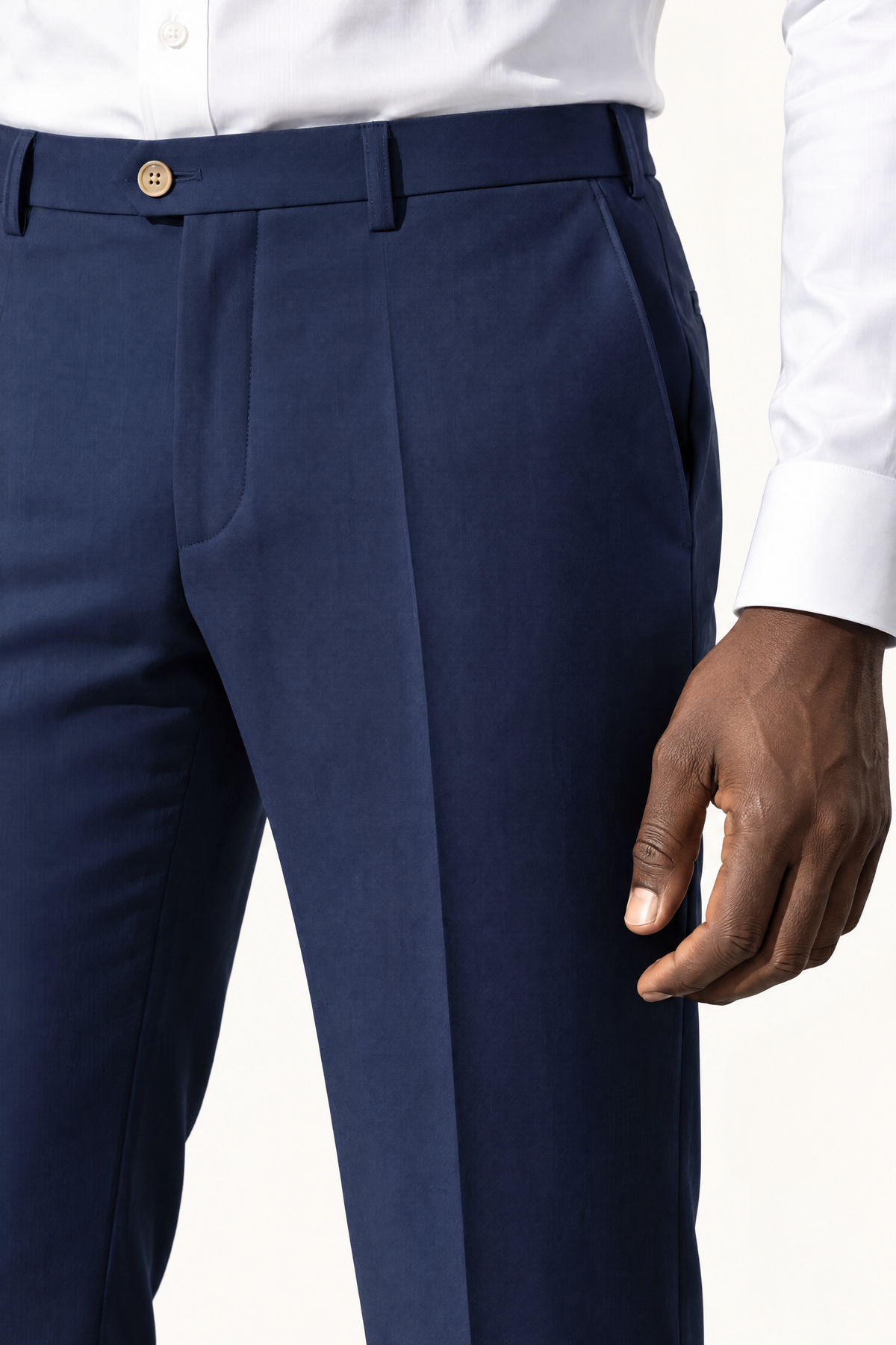 Tuscany Marine Blue Suit — taille met bandplooi en sluiting