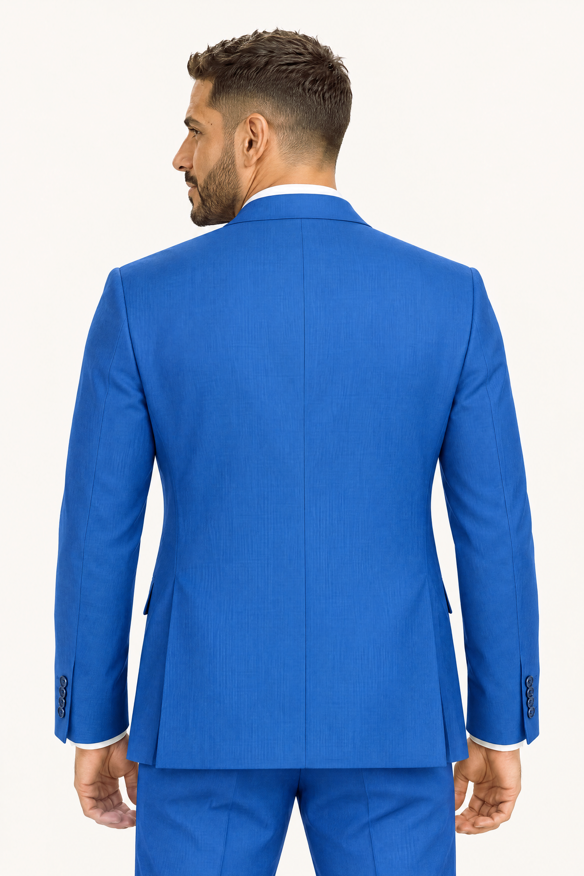 Tuscany Royal Blue Suit — colbert op model, achteraanzicht